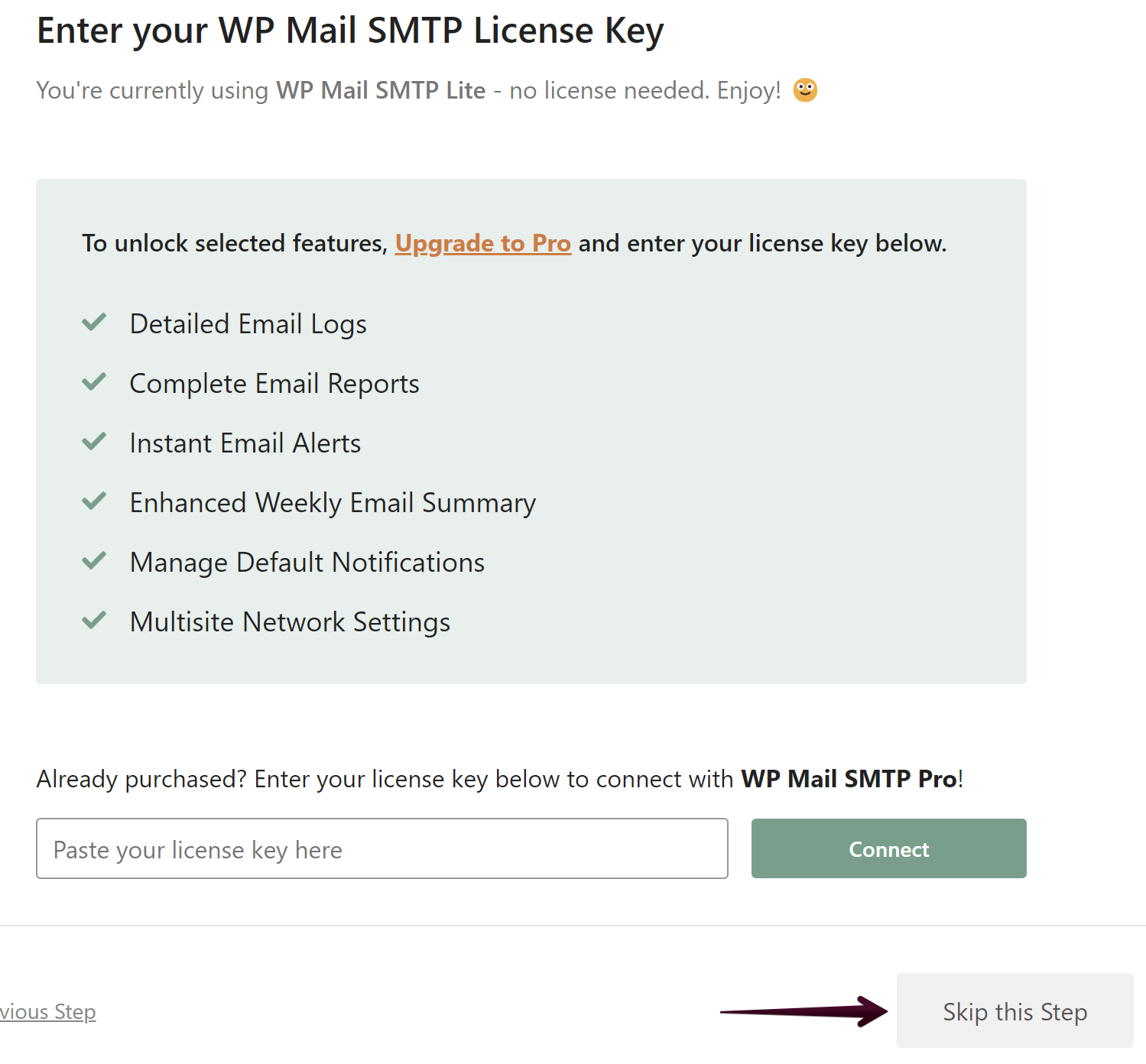 SMTP License key