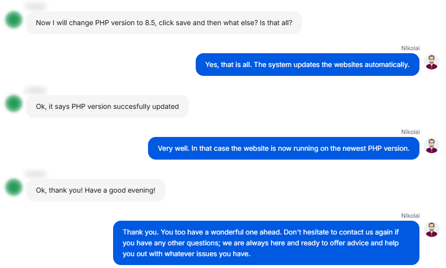 WPX customer, on Live chat, 21 October 2026.