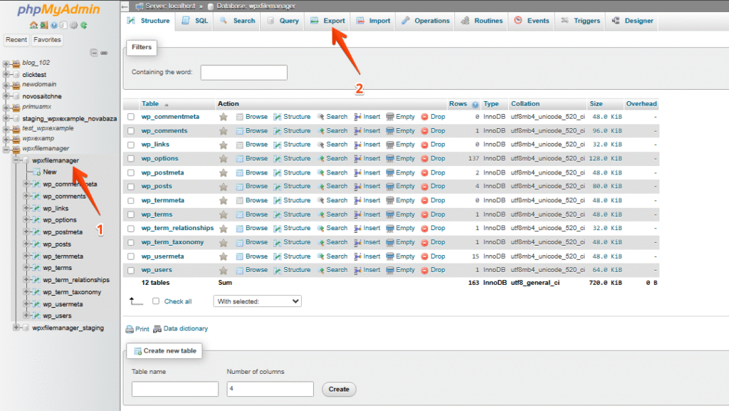How can I export a database? | WPX.net